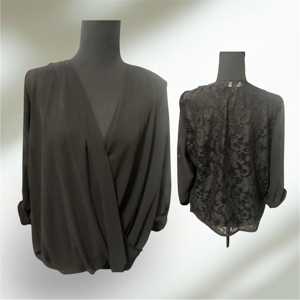 Elegant Sheer Women's Blouse Black Large